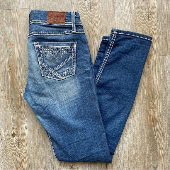 BKE Stella Skinny Distressed Straight Leg  Denim Jeans - Picture 1 of 12